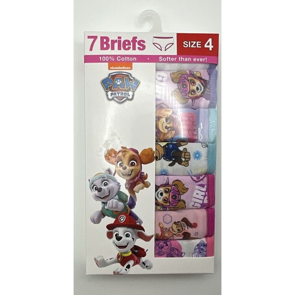 New Girl's Size 4 100% Cotton Briefs 7‎ Pairs Nickelodeon Paw Patrol Themed